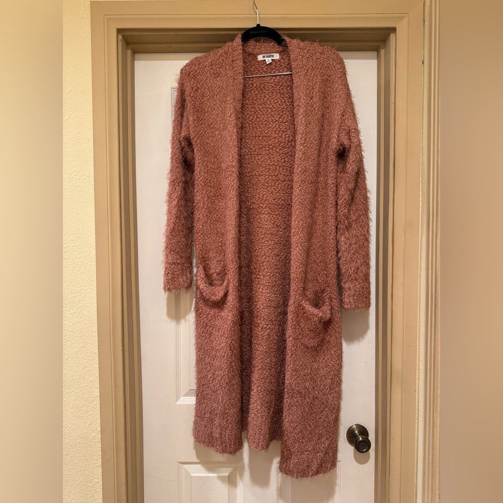 BB Dakota Fuzzy Pink Cardigan